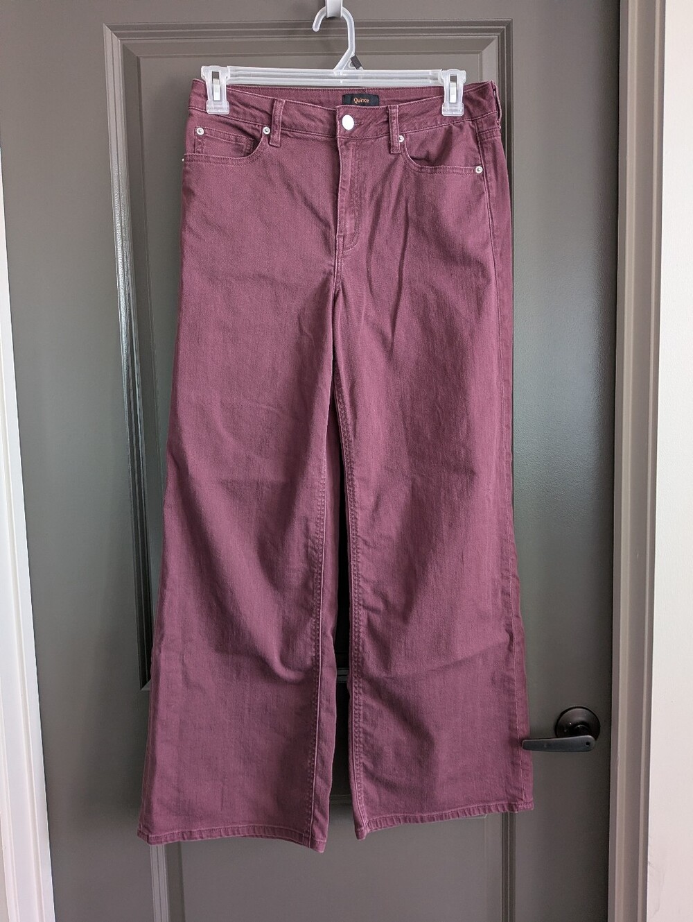 Quince Women's Bella Stretch Wide Leg Jeans 30 Wine Tasting Red Burgundy